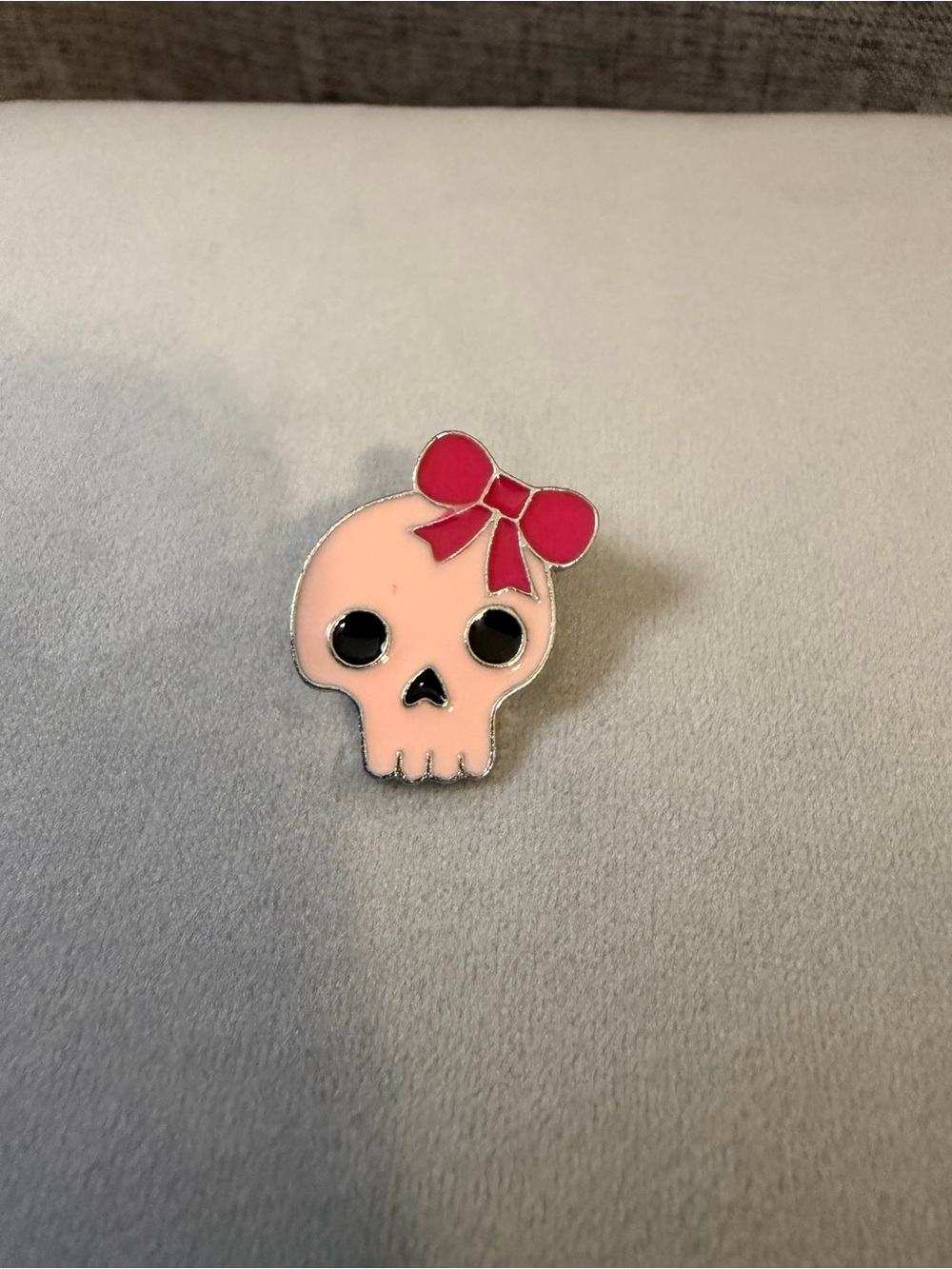Pink Skull Bow Enamel Pin